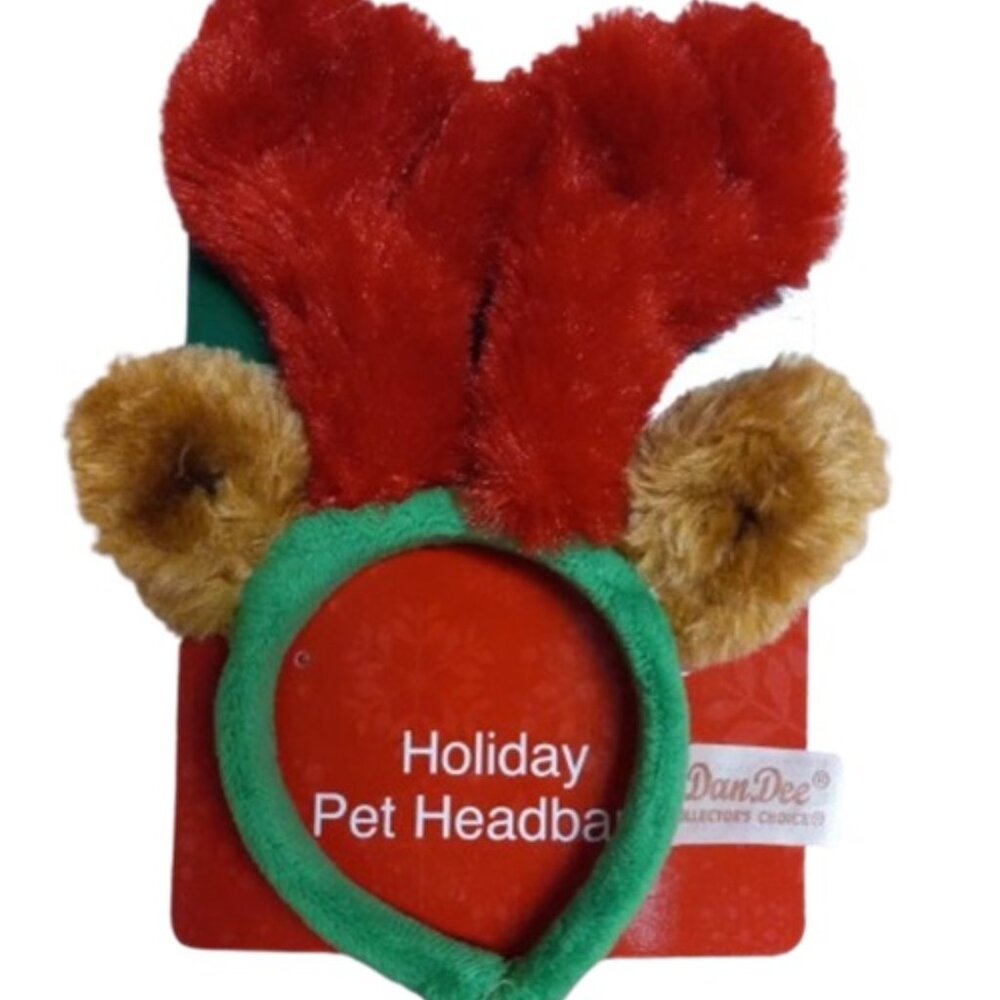 Antlers Pet Headband Costume Reindeer Christmas Red Green Brown Adjustable